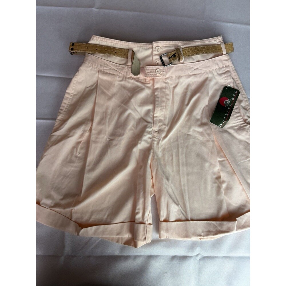 Outback Red High Waist Shorts Pleated Cuffed Hem Light Pink Size 14 Vintage